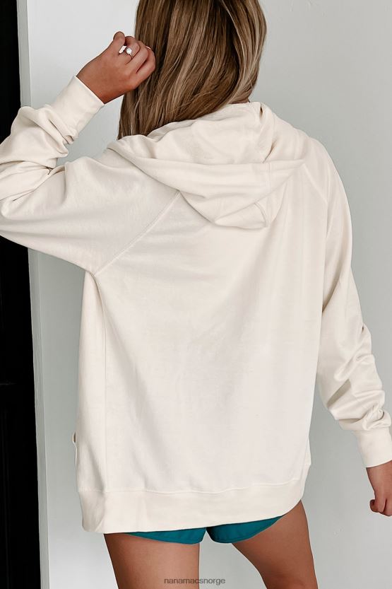 bein/sølv tekst-sleeve NanaMacs xoxo grafisk hettegenser med glidelås 402NJ01063