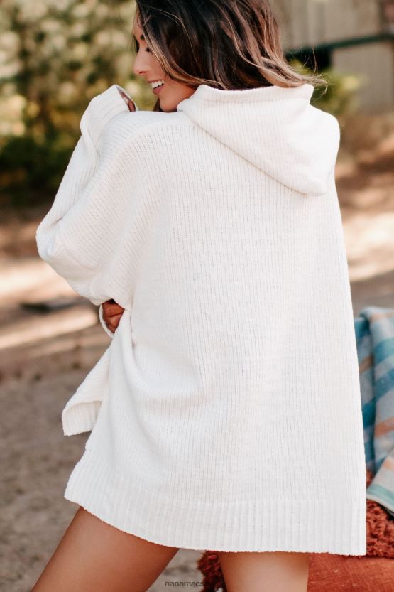 elfenbein NanaMacs søker etter komfort chenille strikket hettegenser 402NJ01739