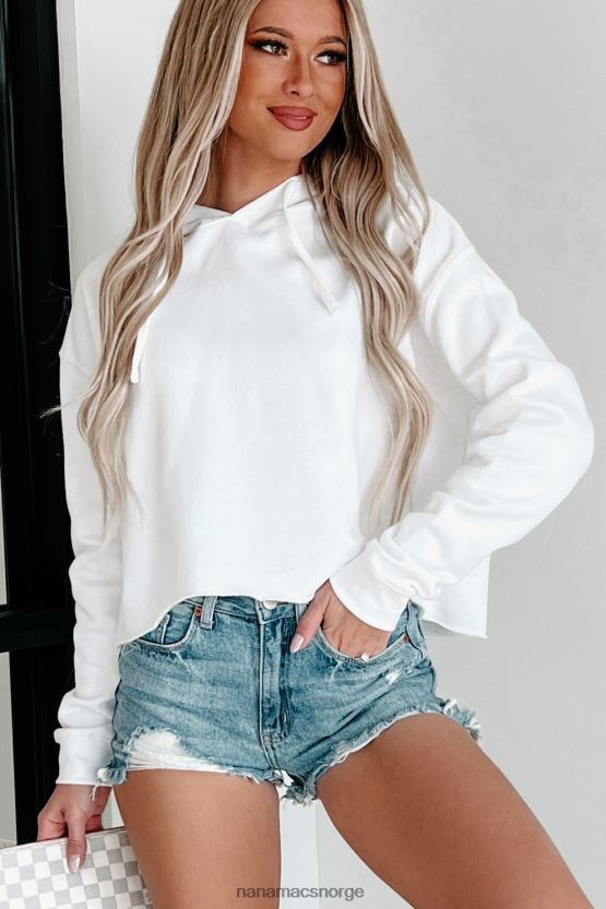 hvit NanaMacs hettegenser med rå kant 402NJ0663