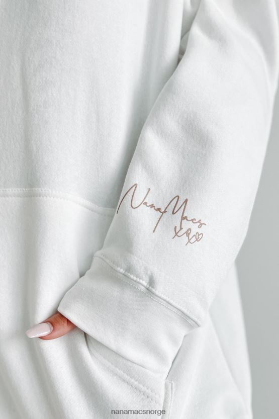 hvit/taupe tekst-sleeve NanaMacs xoxo grafisk hettegenser 402NJ01067