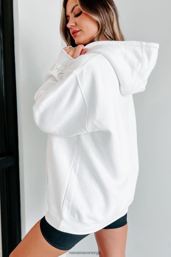 hvit/taupe tekst-sleeve NanaMacs xoxo grafisk hettegenser 402NJ01067