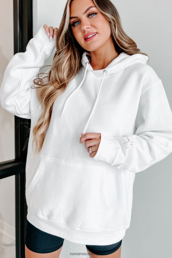 hvit/taupe tekst-sleeve NanaMacs xoxo grafisk hettegenser 402NJ01067