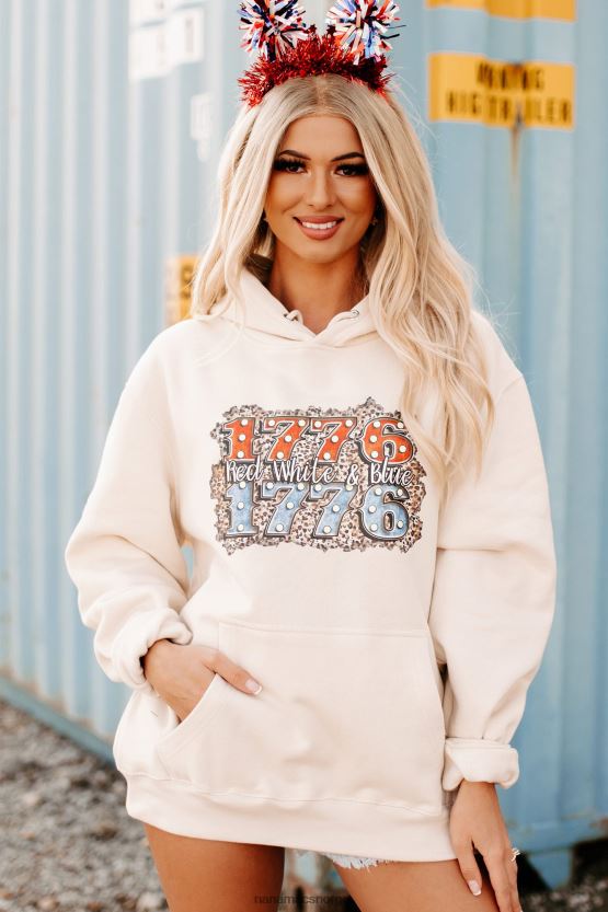 sandskall NanaMacs 1776 rød hvit blå grafisk hettegenser 402NJ01005