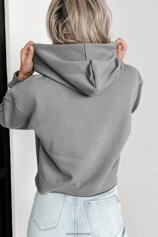 stormgrå NanaMacs hettegenser med rå kant 402NJ01236