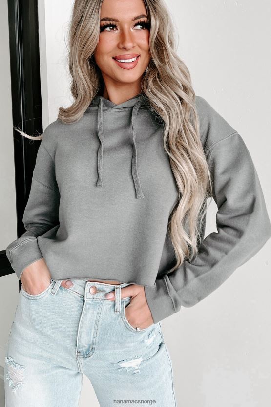 stormgrå NanaMacs hettegenser med rå kant 402NJ01236