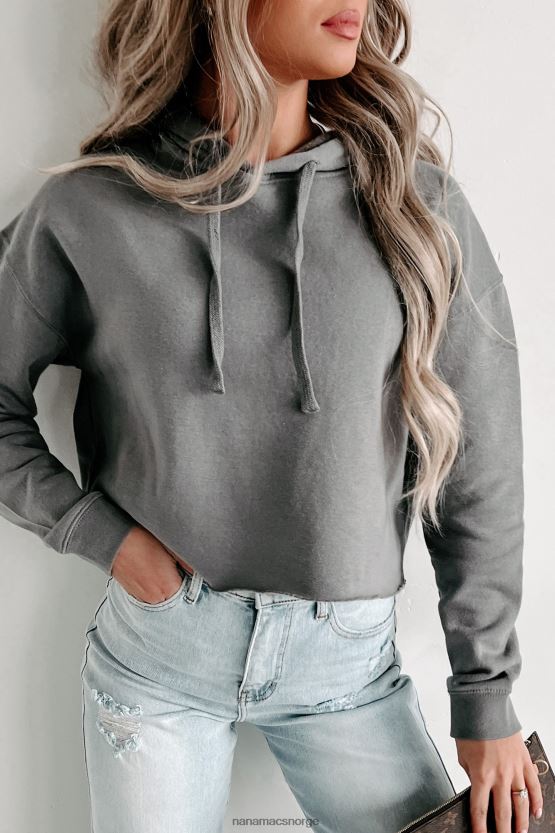 stormgrå NanaMacs hettegenser med rå kant 402NJ01236