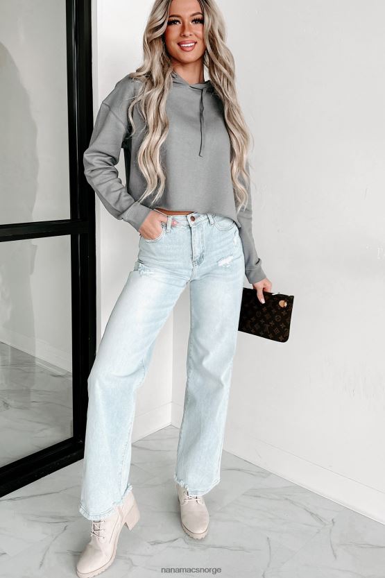 stormgrå NanaMacs hettegenser med rå kant 402NJ01236