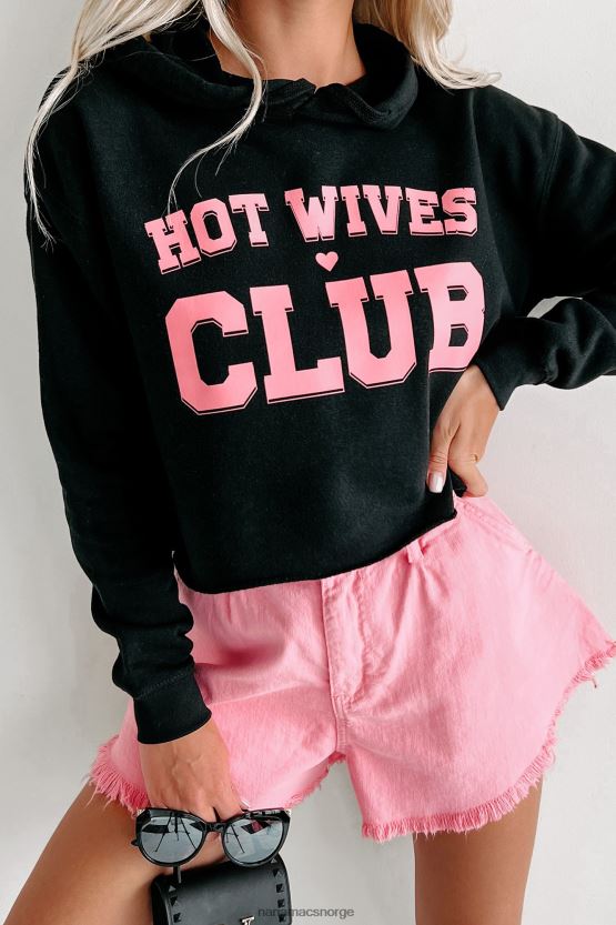 svart NanaMacs hot wives club cropped grafisk hettegenser 402NJ0995