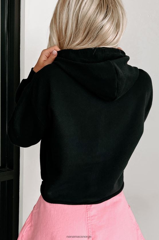 svart NanaMacs hot wives club cropped grafisk hettegenser 402NJ0995