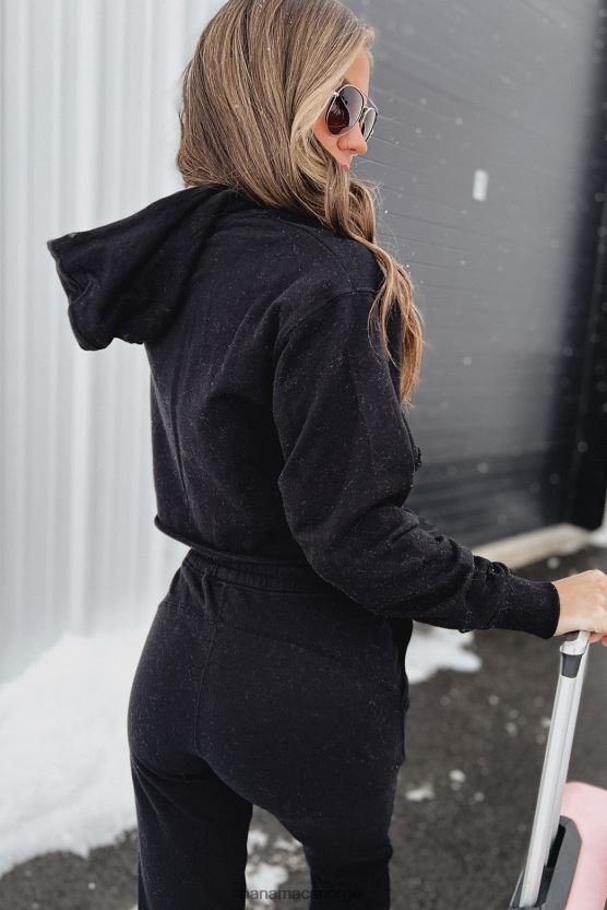 svart NanaMacs nyla cropped hettegenser med rå fald 402NJ0979