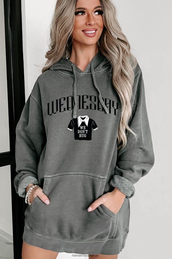 svart NanaMacs vi klemmer ikke vintage wash grafisk hettegenser 402NJ03597