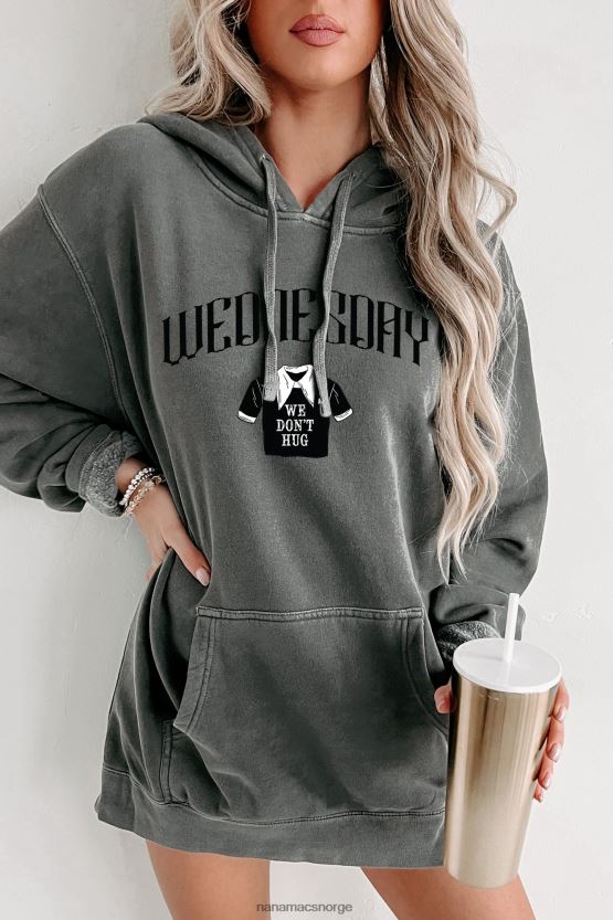 svart NanaMacs vi klemmer ikke vintage wash grafisk hettegenser 402NJ03597