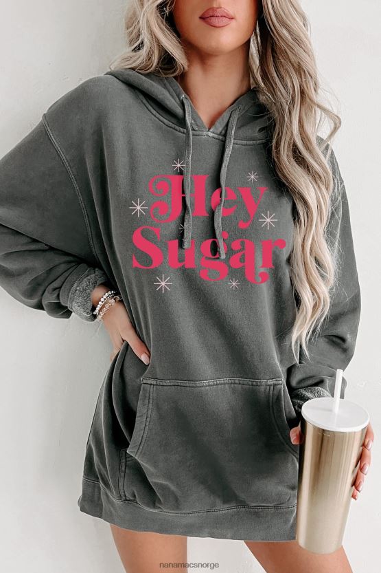 svart/rosa NanaMacs hei sukker vintage wash grafisk hettegenser 402NJ03596