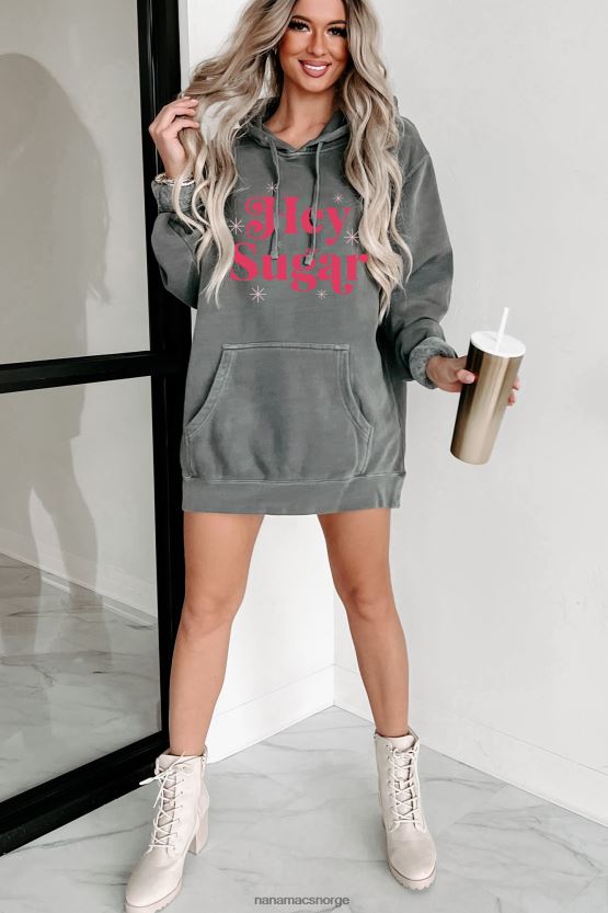 svart/rosa NanaMacs hei sukker vintage wash grafisk hettegenser 402NJ03596