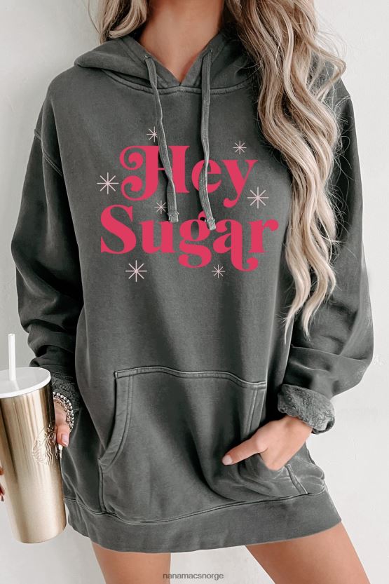 svart/rosa NanaMacs hei sukker vintage wash grafisk hettegenser 402NJ03596