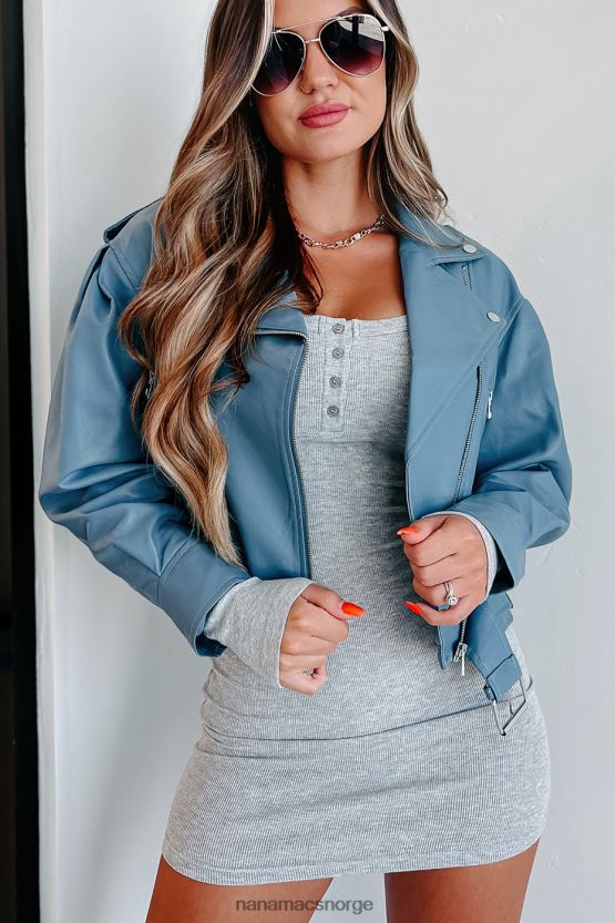 blå NanaMacs avhengig av fare motojakke i imitert skinn 402NJ03822