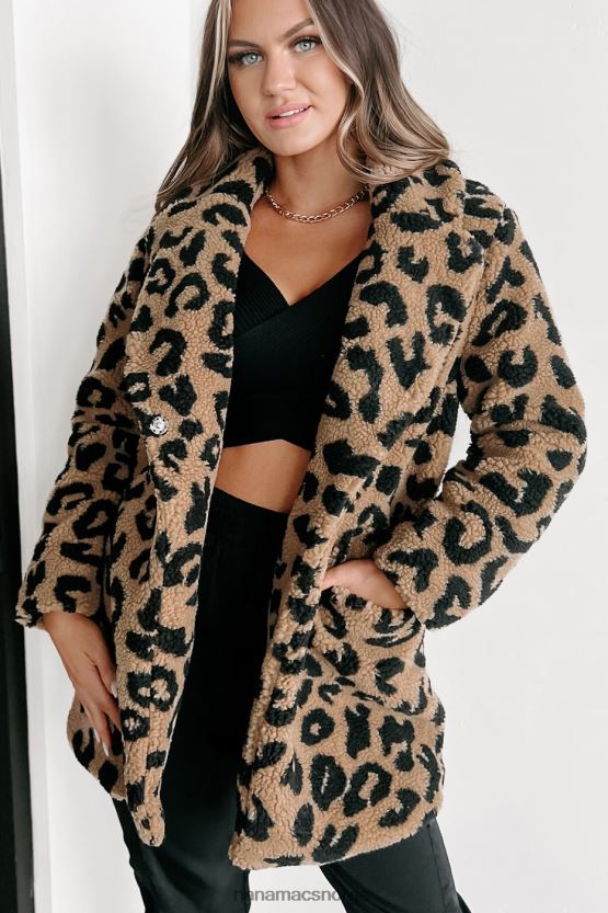 brun NanaMacs alt om oppmerksomhet teddy sherpa leopard kåpen 402NJ03788