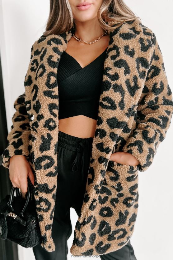 brun NanaMacs alt om oppmerksomhet teddy sherpa leopard kåpen 402NJ03788