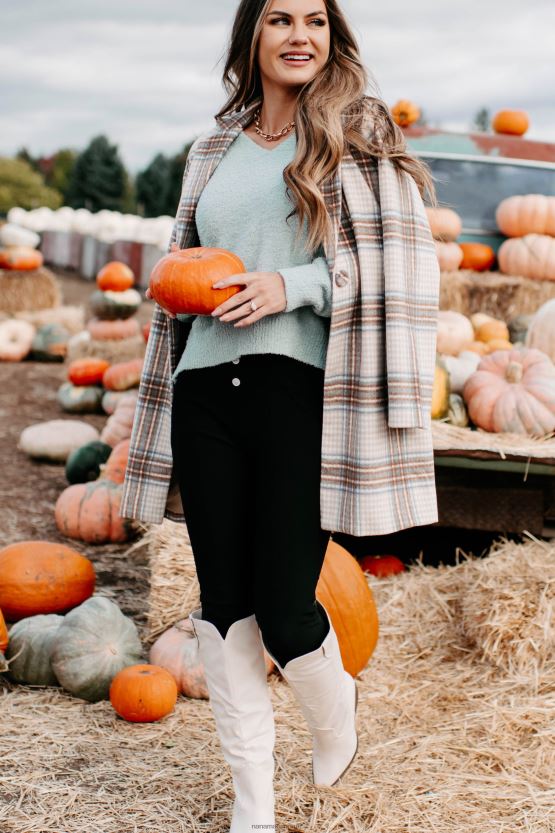 brun/brun/denim NanaMacs går frem rutete frakk 402NJ03807