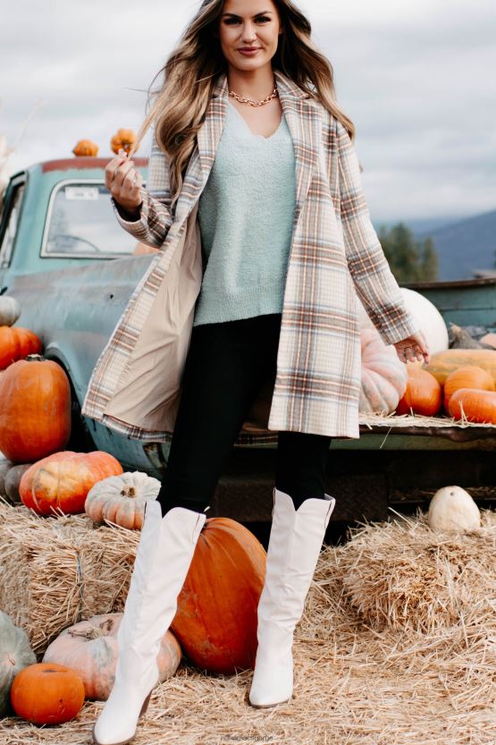 brun/brun/denim NanaMacs går frem rutete frakk 402NJ03807