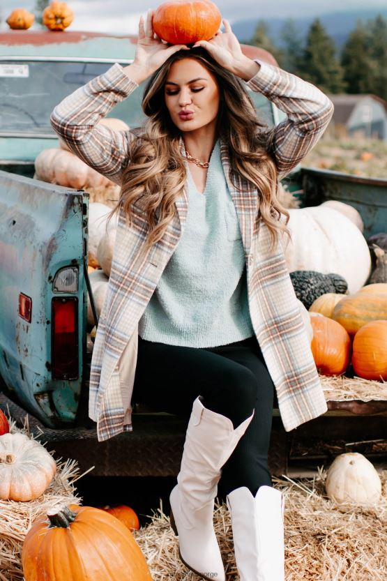 brun/brun/denim NanaMacs går frem rutete frakk 402NJ03807