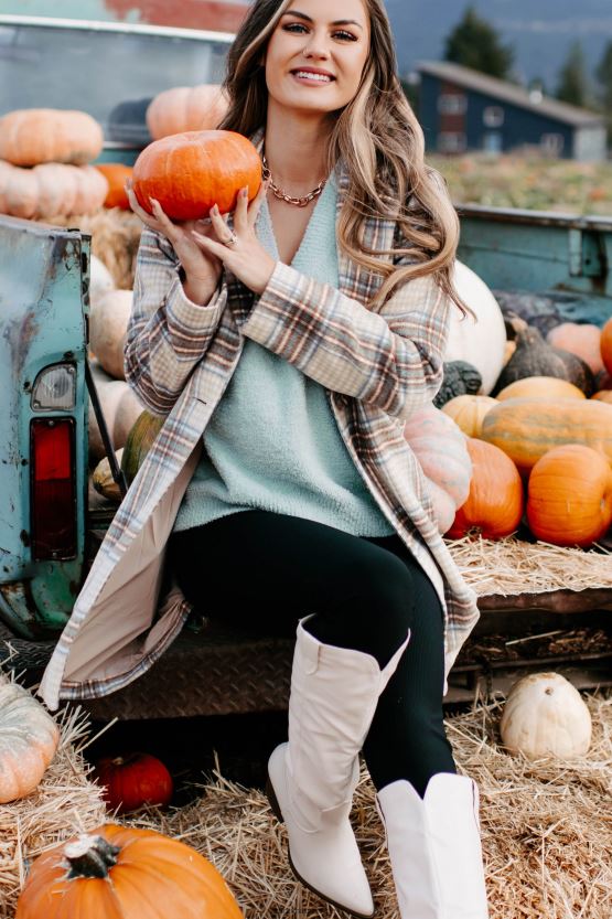 brun/brun/denim NanaMacs går frem rutete frakk 402NJ03807