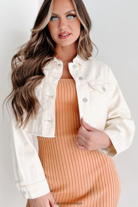 ecru NanaMacs løper fra sannheten beskåret denim jakke 402NJ03759