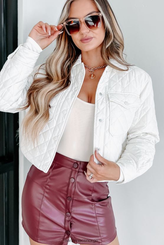 elfenbein NanaMacs skiftende sesonger beskåret vattert jakke 402NJ03809