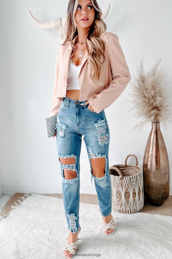 fersken NanaMacs rett på oppdragsjakke i kunstskinn 402NJ03814