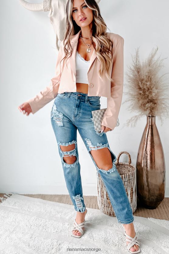 fersken NanaMacs rett på oppdragsjakke i kunstskinn 402NJ03814