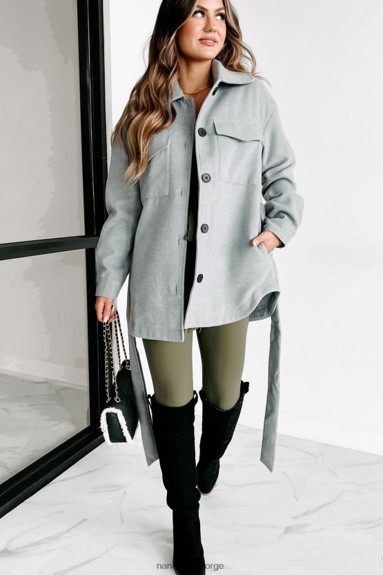 gråmelert NanaMacs frontfrakk med byvandringsknapp 402NJ03768