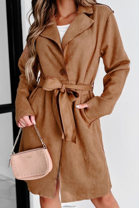 kamel NanaMacs delikat blikk imitert semsket skinnjakke 402NJ03793