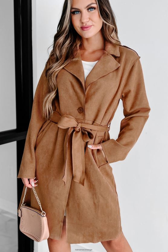 kamel NanaMacs delikat blikk imitert semsket skinnjakke 402NJ03793