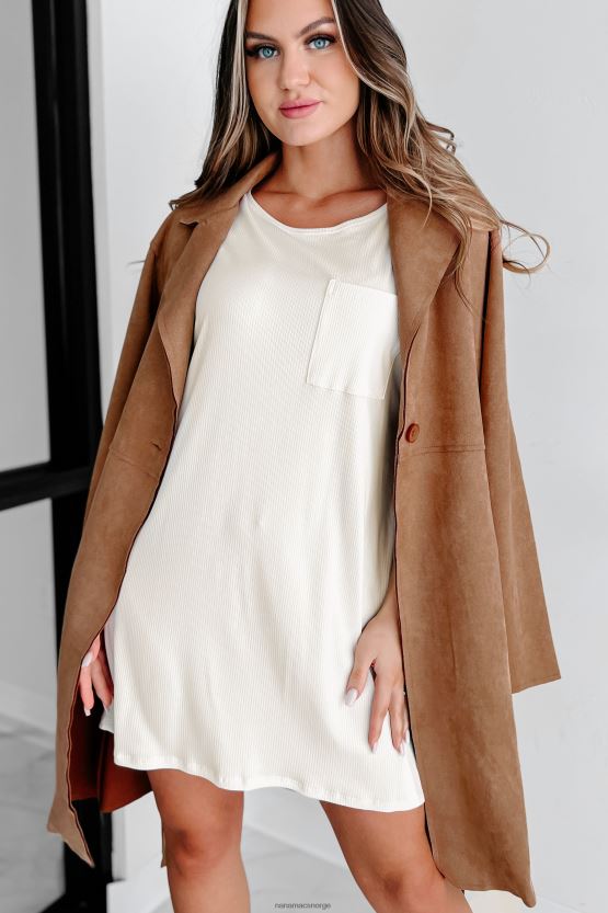 kamel NanaMacs delikat blikk imitert semsket skinnjakke 402NJ03793