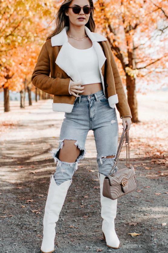 kamel NanaMacs western sunset faux shearling jakke 402NJ03806