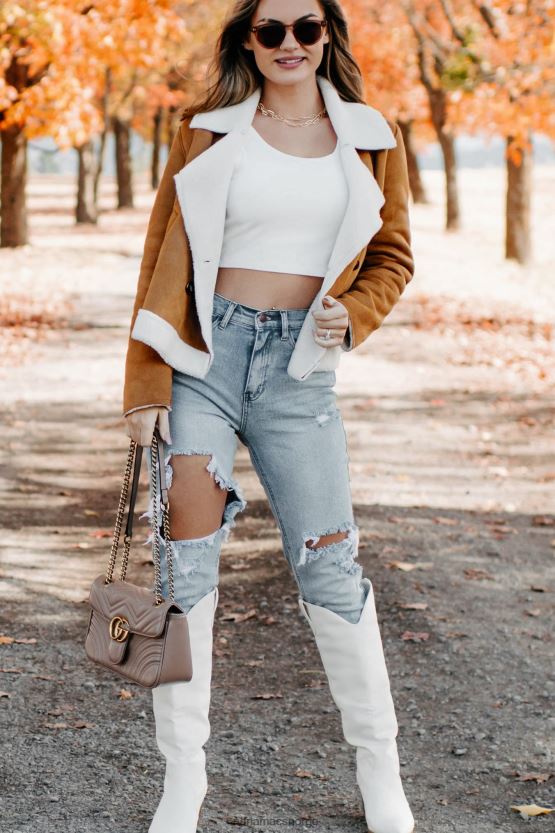 kamel NanaMacs western sunset faux shearling jakke 402NJ03806