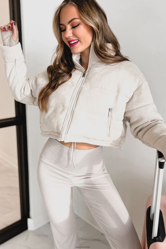 krem NanaMacs breckenridge babe pufferjakke i imitert semsket skinn 402NJ03830