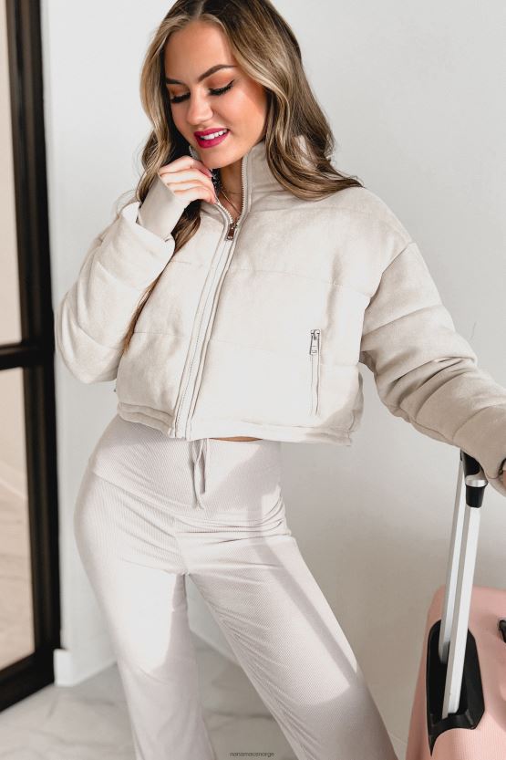 krem NanaMacs breckenridge babe pufferjakke i imitert semsket skinn 402NJ03830