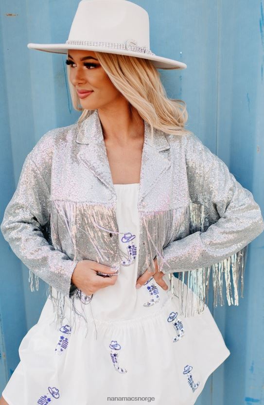 sølv NanaMacs rodeo diva paljett frynser cropped jakke 402NJ03752