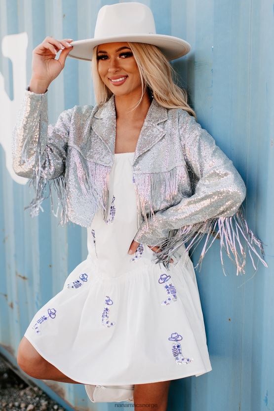 sølv NanaMacs rodeo diva paljett frynser cropped jakke 402NJ03752