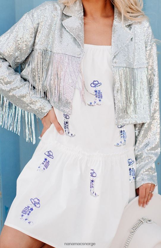 sølv NanaMacs rodeo diva paljett frynser cropped jakke 402NJ03752