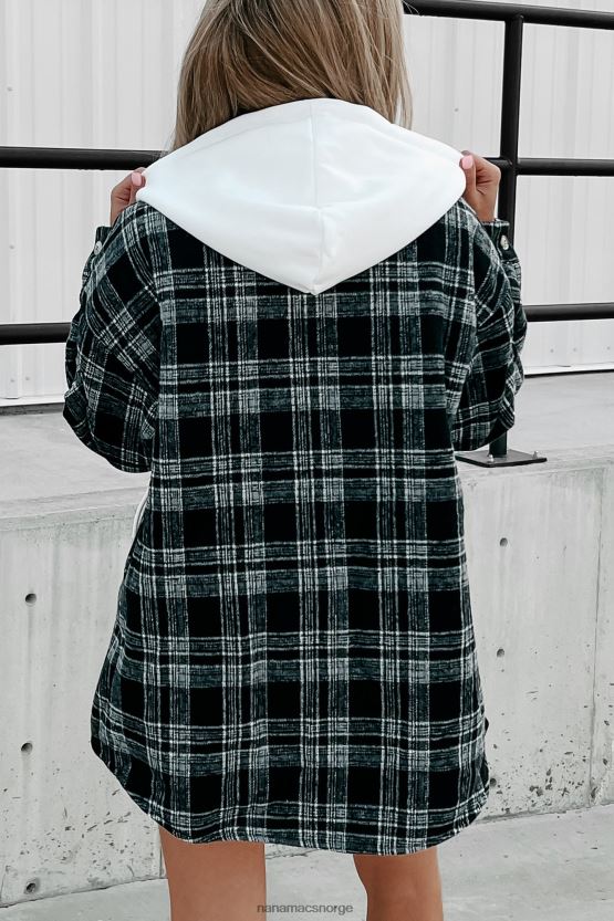 svart NanaMacs rundt bålet sherpa fôret hette rutete jakke 402NJ03818