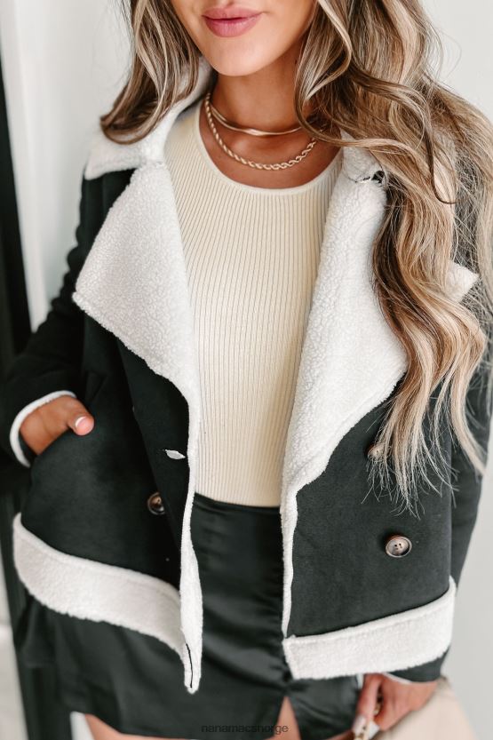 svart NanaMacs western sunset faux shearling jakke 402NJ03810