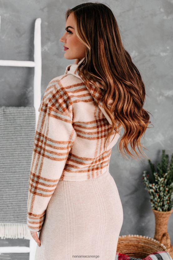 taupe NanaMacs sweet løfter hette rutete jakke 402NJ03832