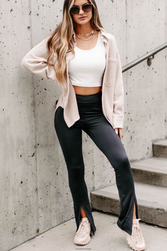 beige NanaMacs briljant basic ribbet fleece sjacket 402NJ01777