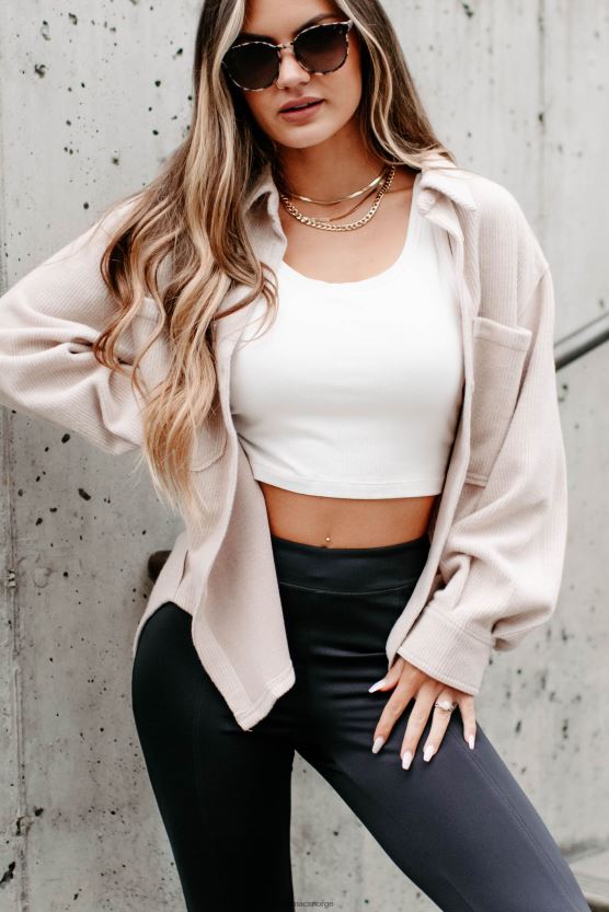 beige NanaMacs briljant basic ribbet fleece sjacket 402NJ01777