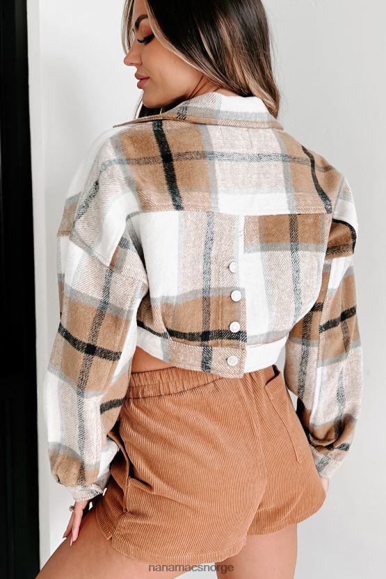 brun NanaMacs dekker spor rutete beskåret shacket 402NJ03662