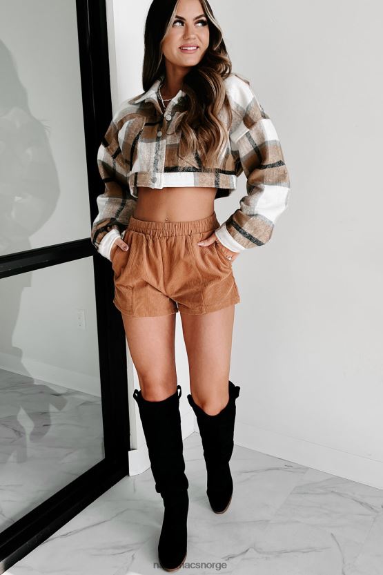 brun NanaMacs dekker spor rutete beskåret shacket 402NJ03662