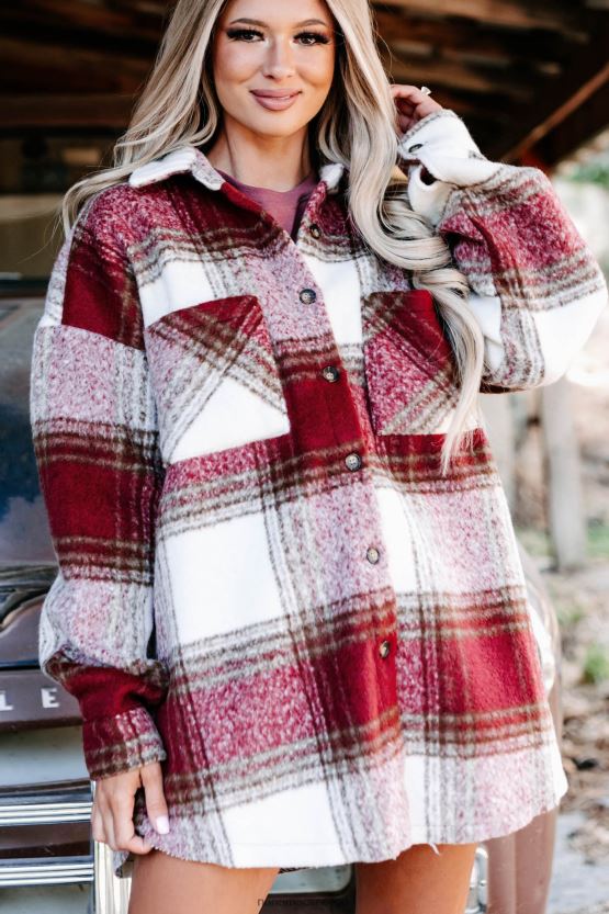 burgunder NanaMacs zephyr rutete oversized shacket 402NJ03714