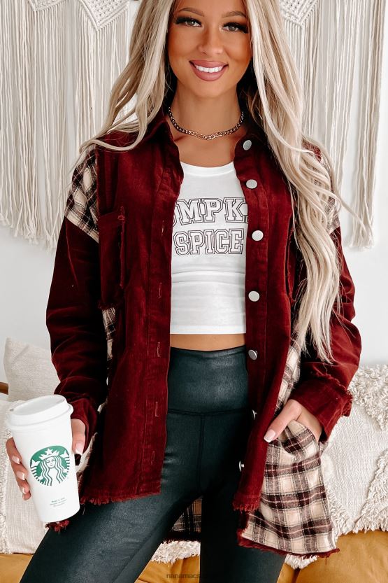 burgunder combo NanaMacs omfavnende endring cordfløyel/rutet sjakk 402NJ03677